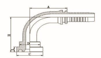 90° SAE 法蘭 3000PSI ISO 12151-3-SAE J516