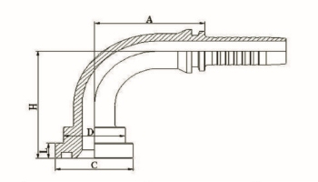 90° SAE 法蘭 6000PSI ISO 12151-3-SAE J516